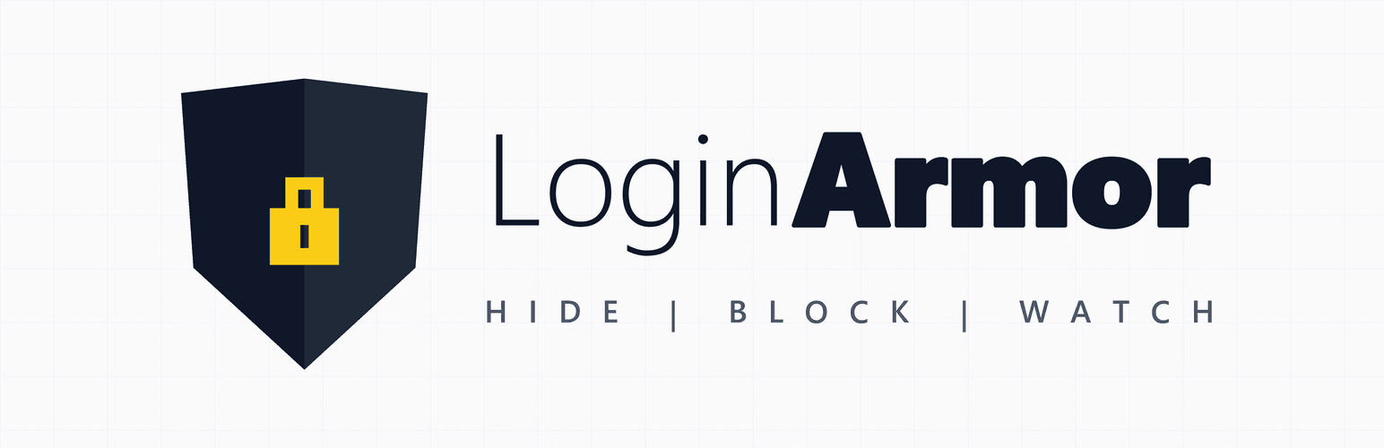 Login Armor - bouclier sombre cadenas jaune, plugin anti brute force WordPress