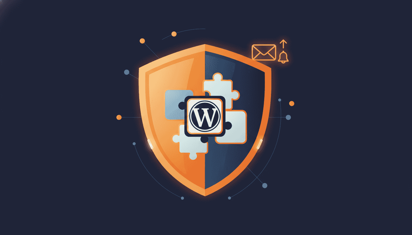 Bouclier de sécurité WordPress protégeant des plugins avec alerte email