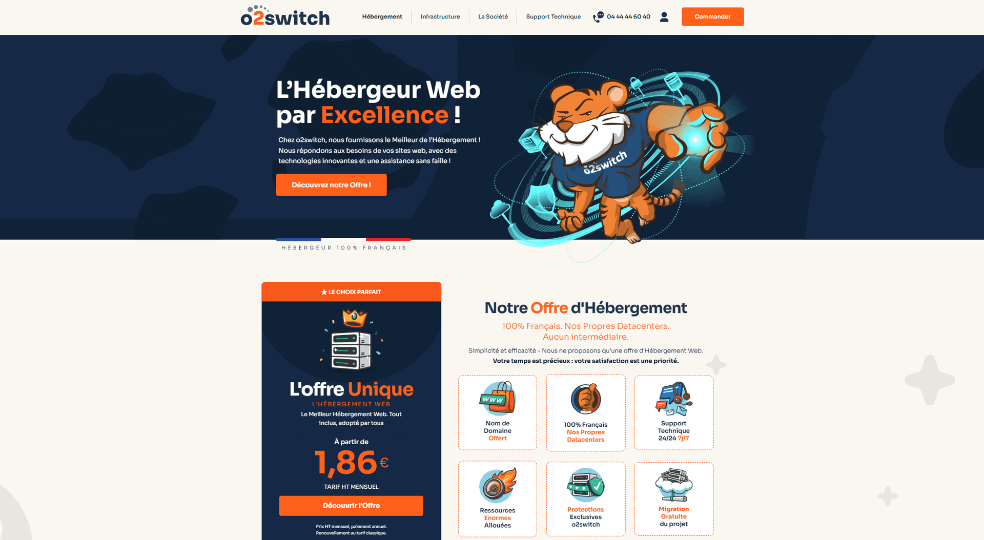 page d'accueil o2switch