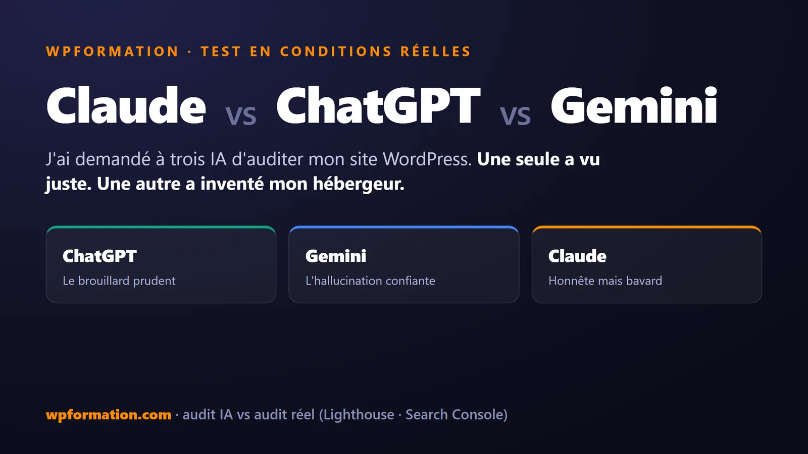 Comparatif Claude, ChatGPT et Gemini pour un audit WordPress par IA