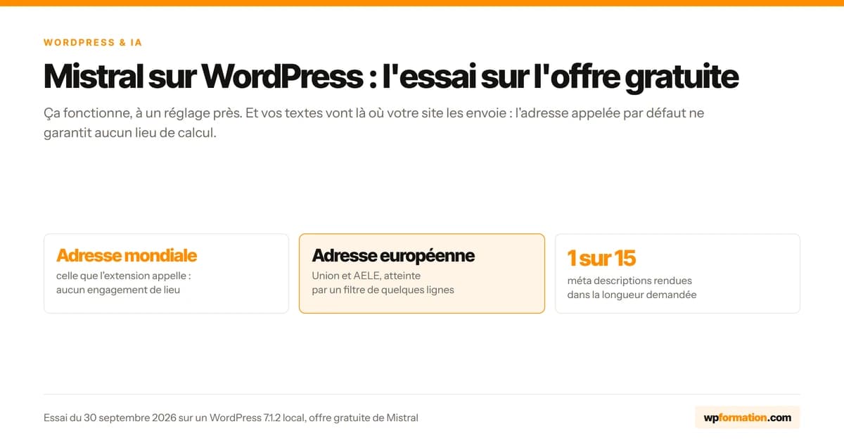 Mistral sur WordPress : adresse mondiale ou adresse européenne, et 1 méta description sur 15 dans la longueur demandée