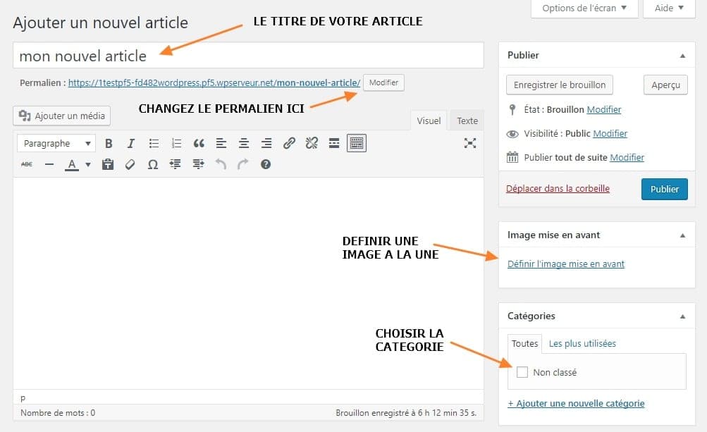 avant ecrire article wordpress