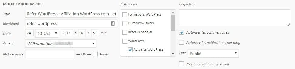 modification rapide article