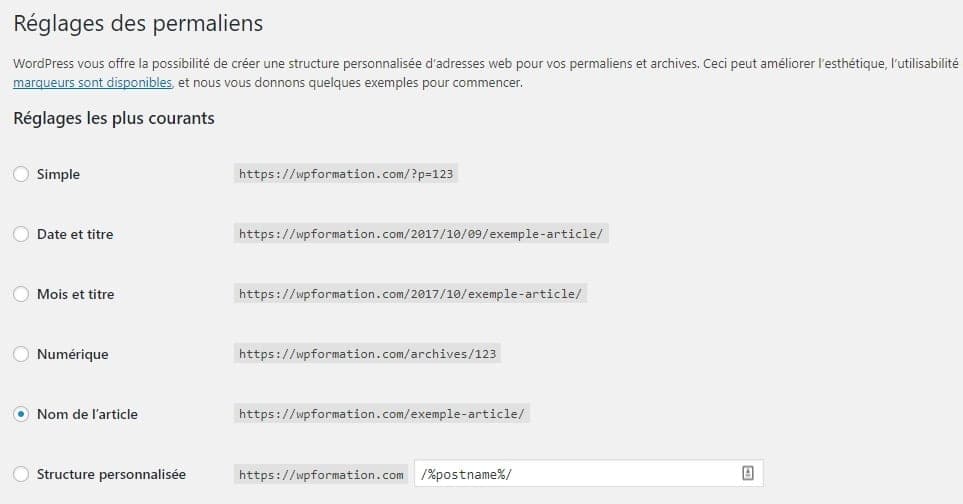 permaliens wordpress