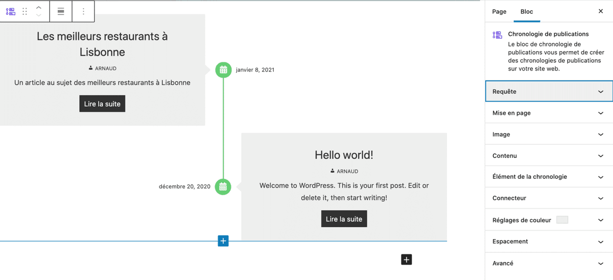 22 chronologie publications et options réglages
