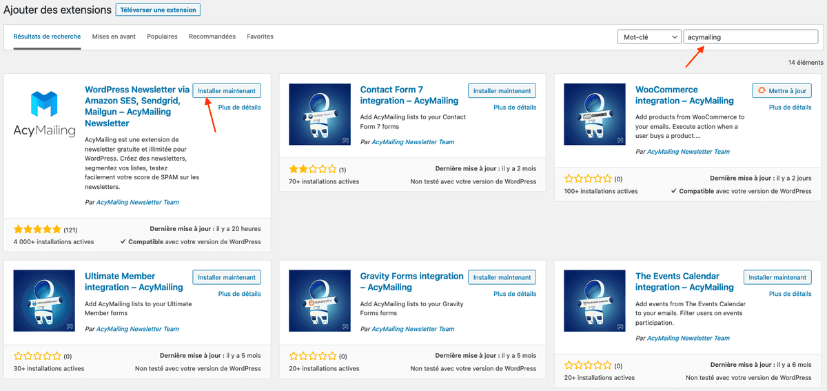 acymailing installation 1 1