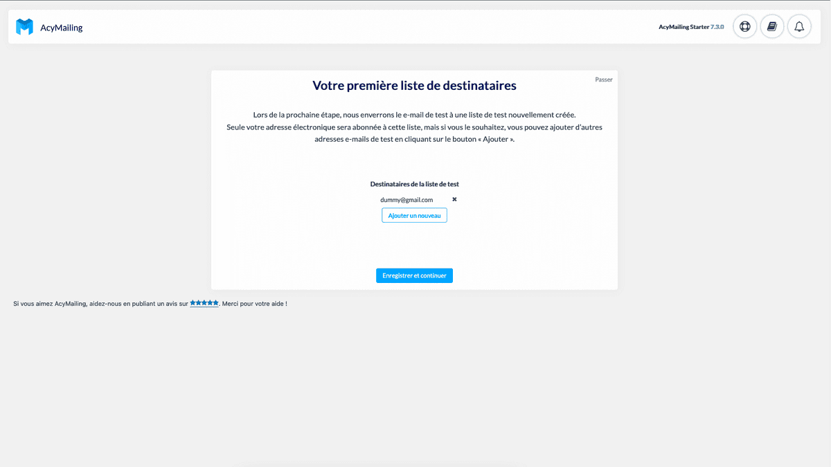 acymailing installation 4
