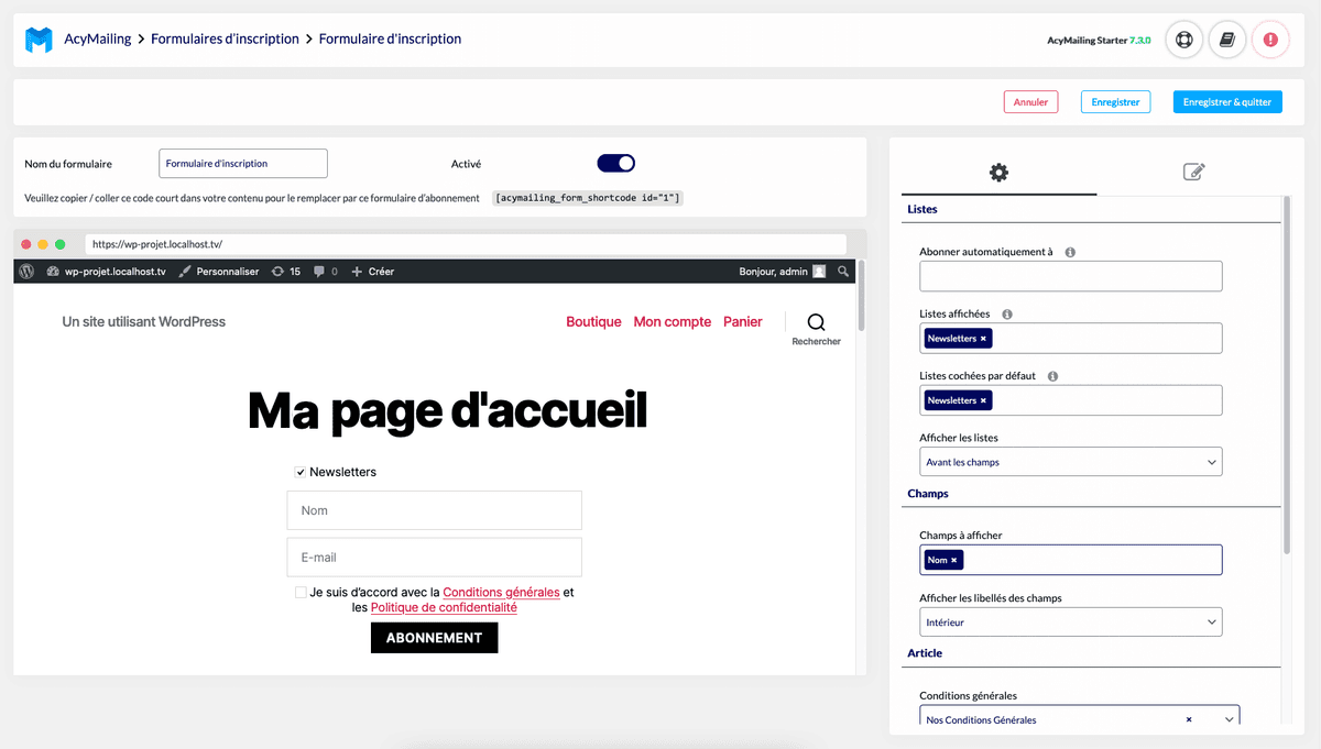 acymailing installation 7
