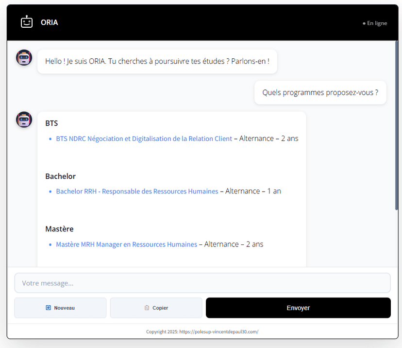 Interface de discussion pour études