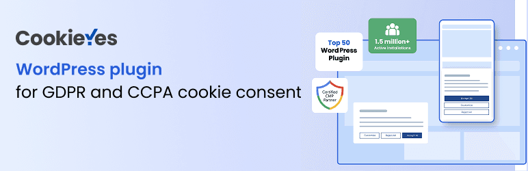 CookieYes cookie consent WordPress plugin bannière