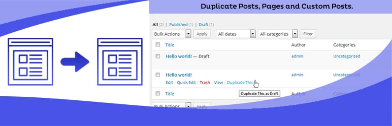 Duplicate Page plugin WordPress bannière officielle