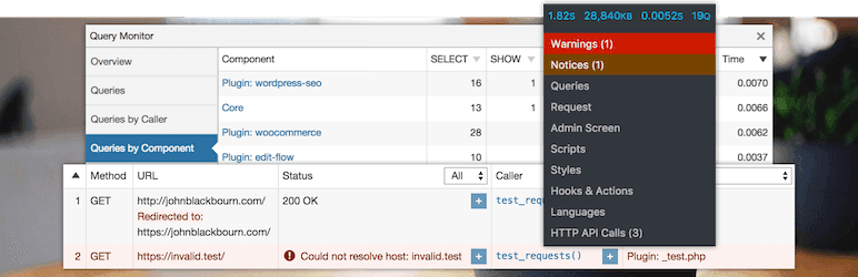 Query Monitor - Panneau d'outils développeur pour WordPress