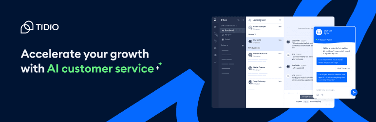 Tidio, extension de live chat et chatbots IA pour WordPress
