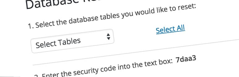 Database Reset - plugin de réinitialisation sélective de la base de données WordPress