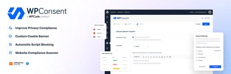 WPConsent bannière plugin consentement cookies WordPress