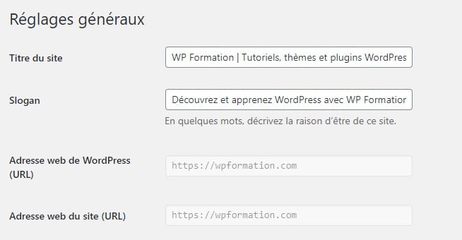 Changer Url WordPress