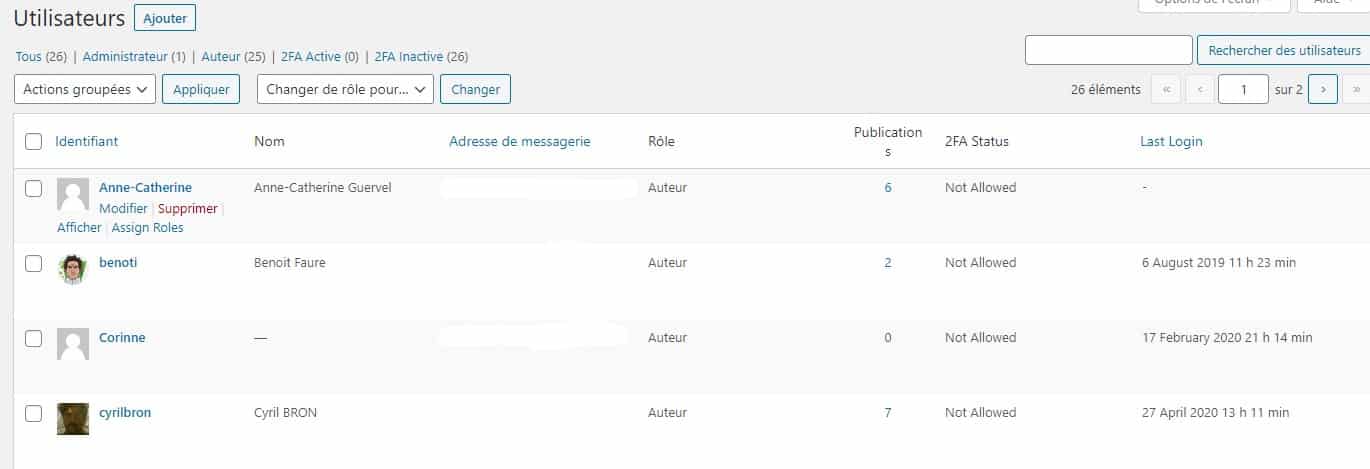 Utilisateurs WordPress