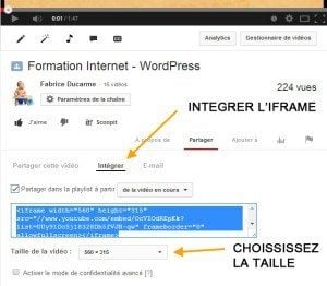 inserer video youtube wordpress