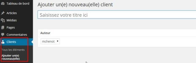 Custom post types nouvelle entrée