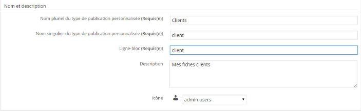 custom post types informations a saisir