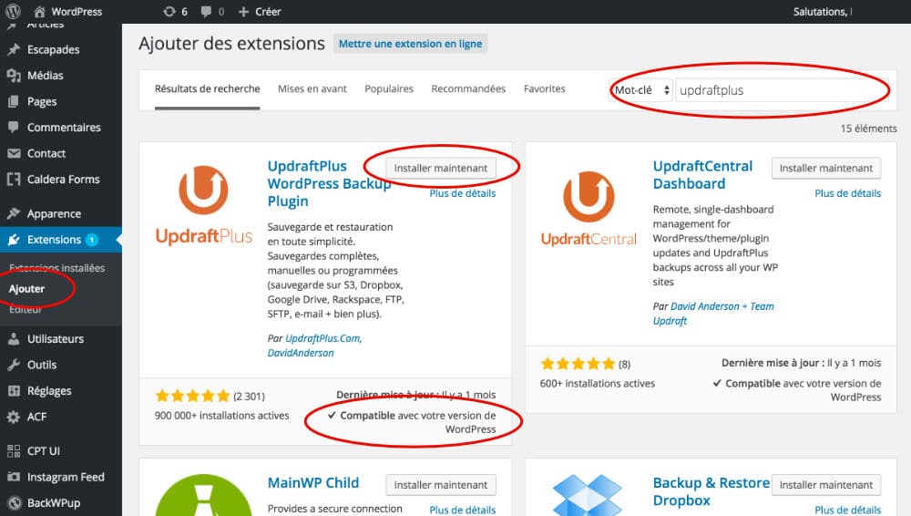Installer UpdraftPlus