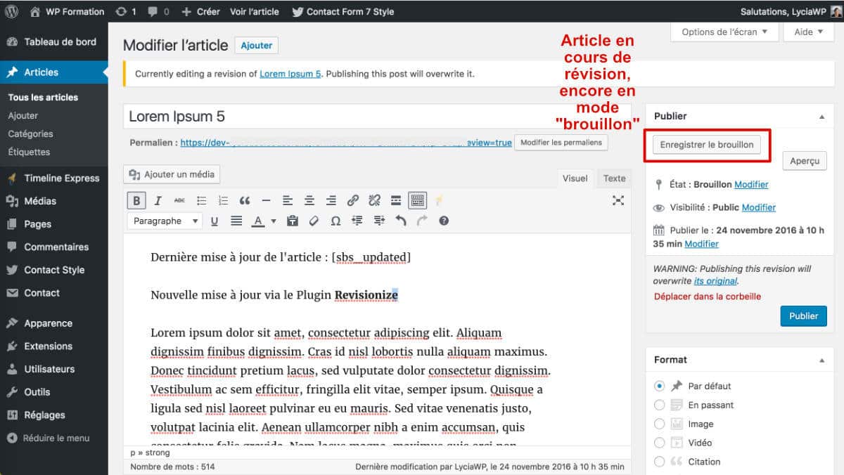 Revisionize - article en cours de revision