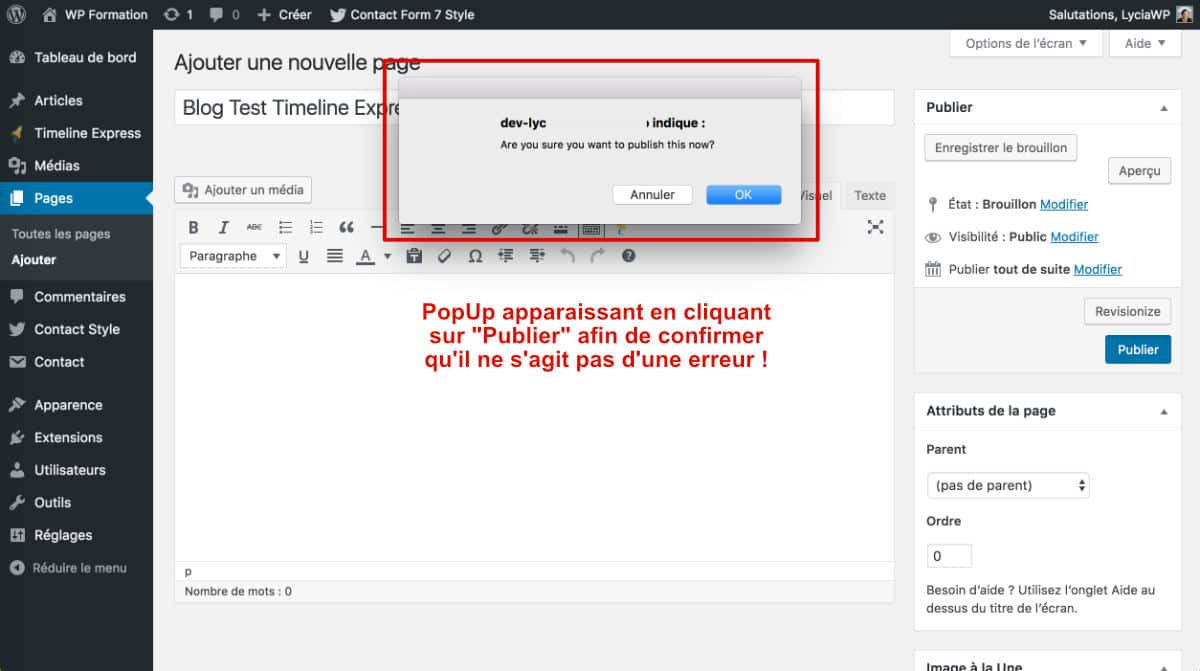Publish Confirm - Côté Admin
