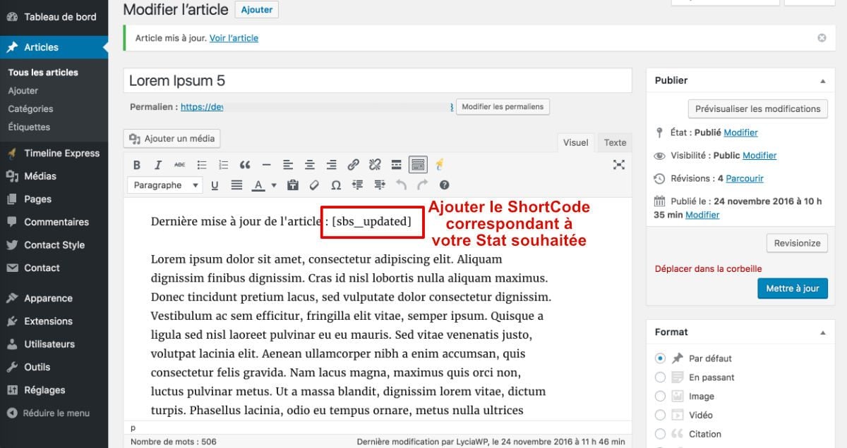 Simple Blog Stat - Côté Admin