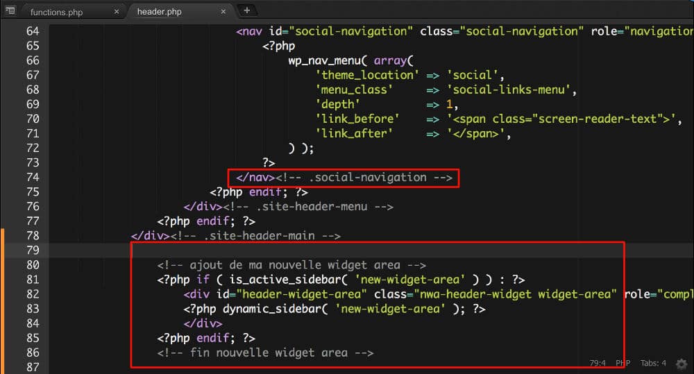 Code PHP à placer dans le Header