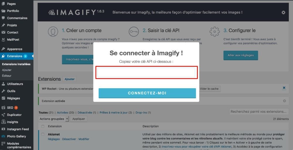 Imagify - clé api