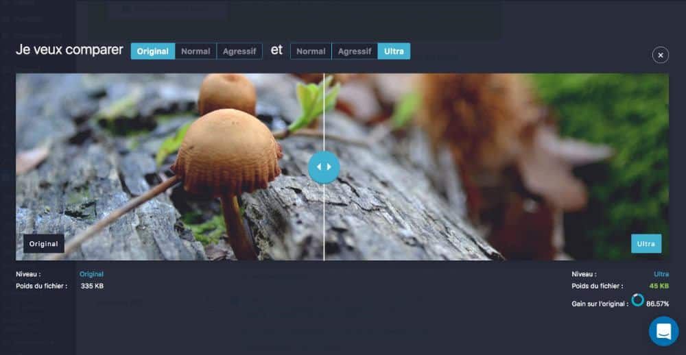 Imagify - comparaison de compression
