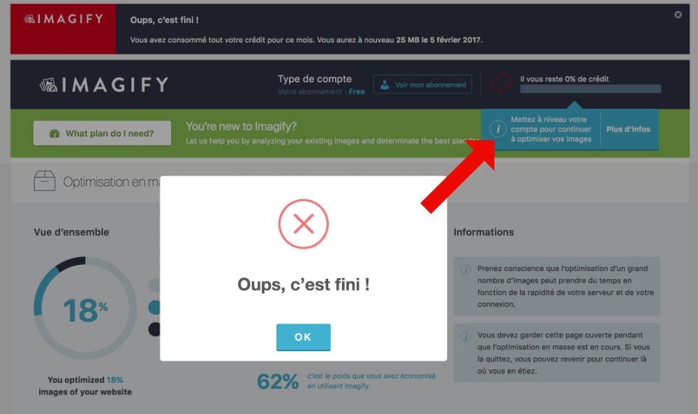 Imagify - fin du forfait