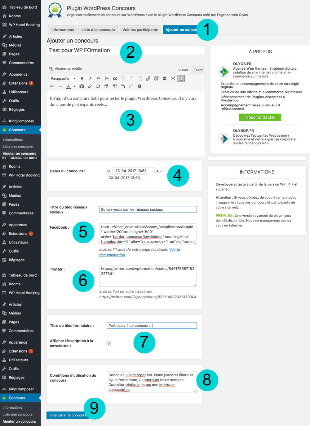 Créer un nouveau concours