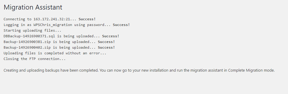 Plugin WordPress Move — confirmation 