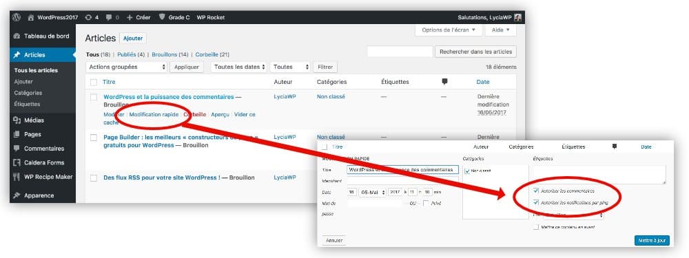 Autoriser les commentaires dans WordPress