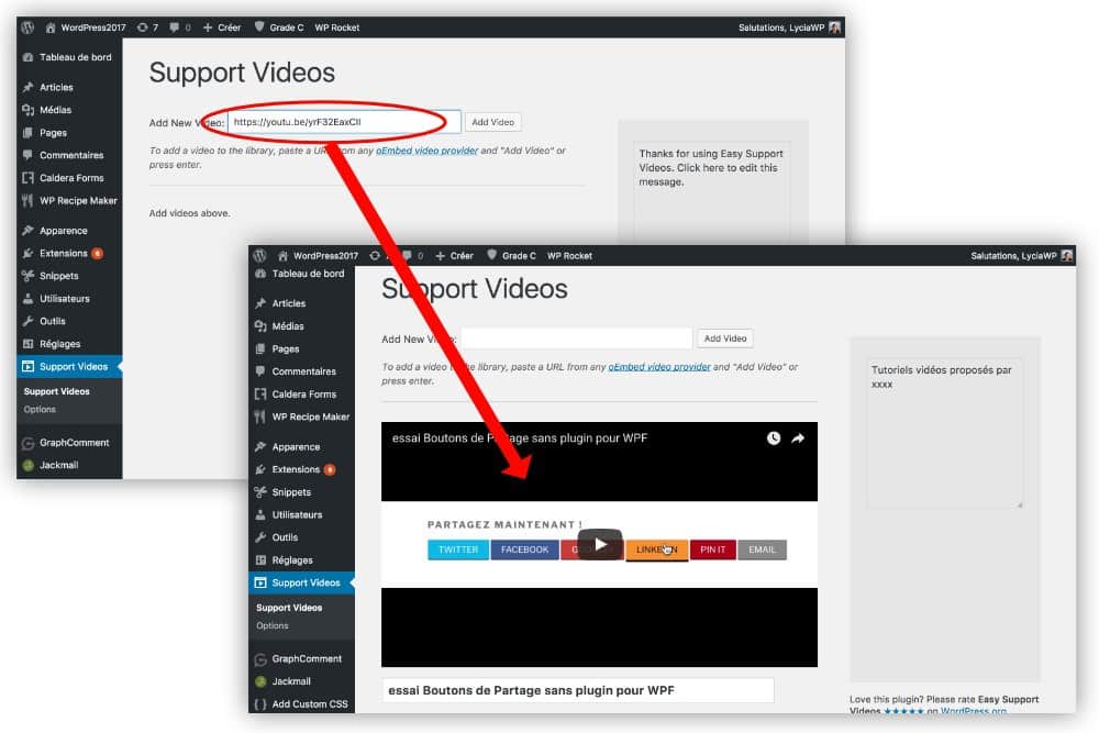 Insérer video dashbord