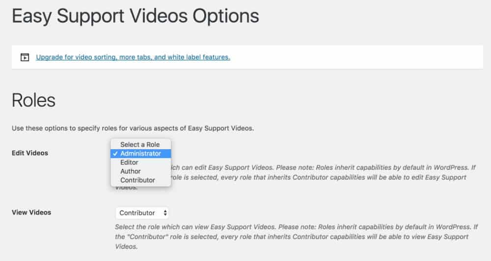Settings - Easy supports videos
