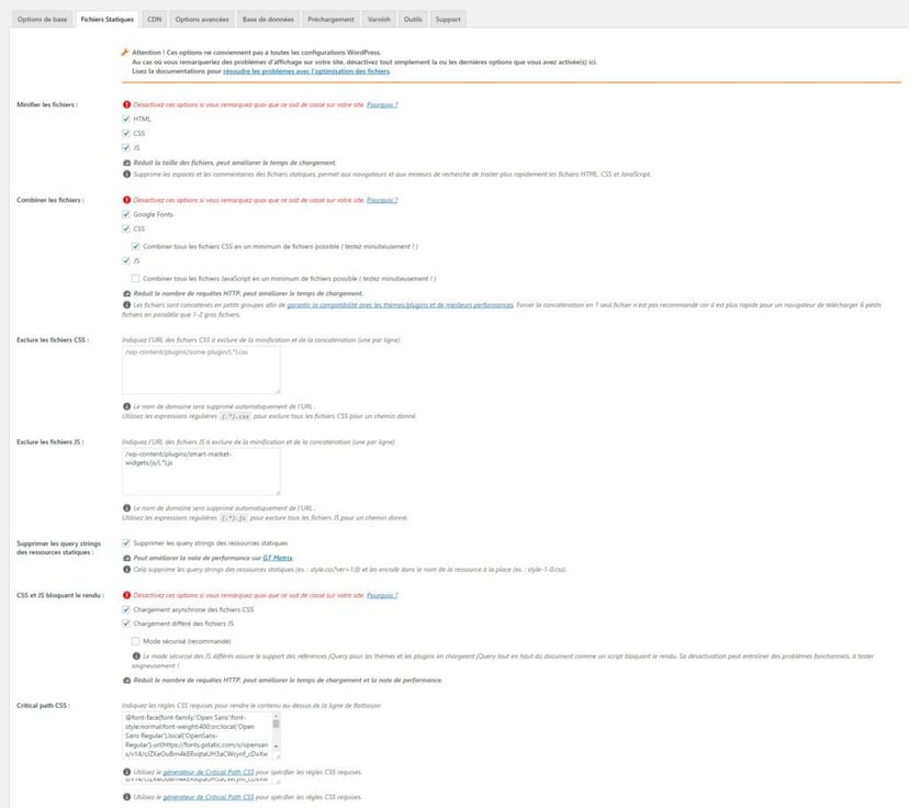 wprocket fichiers statiques
