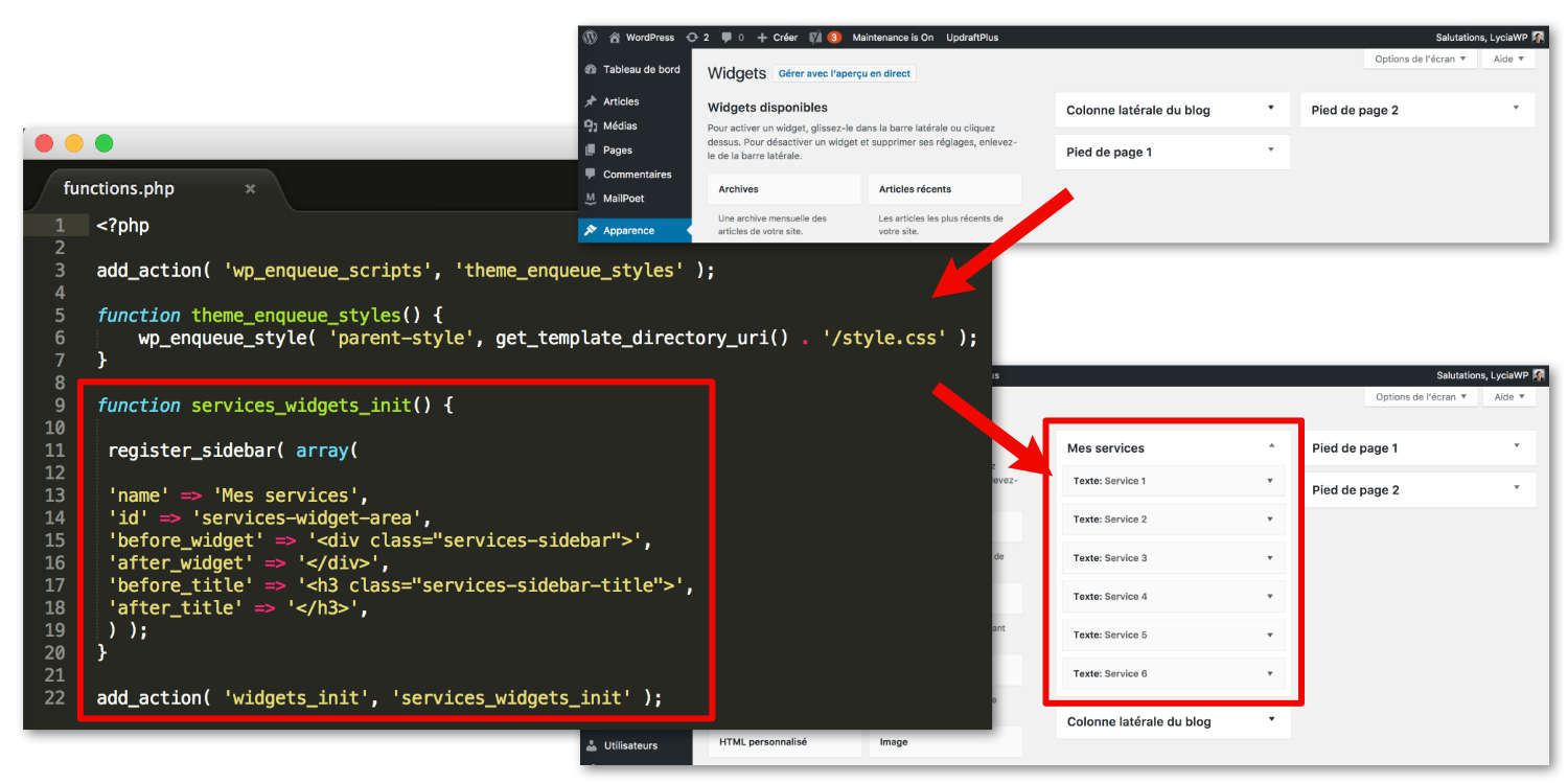 Appartition sibebar dans le backoffice