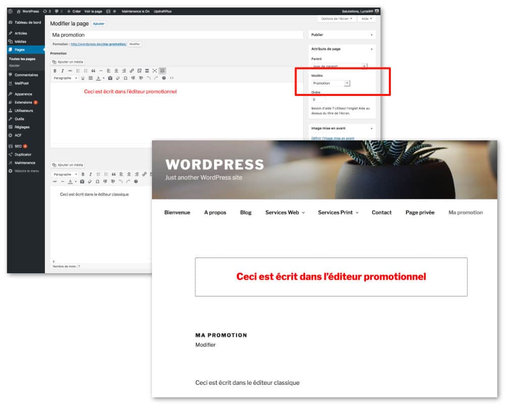 Rendu de la page personnalisée