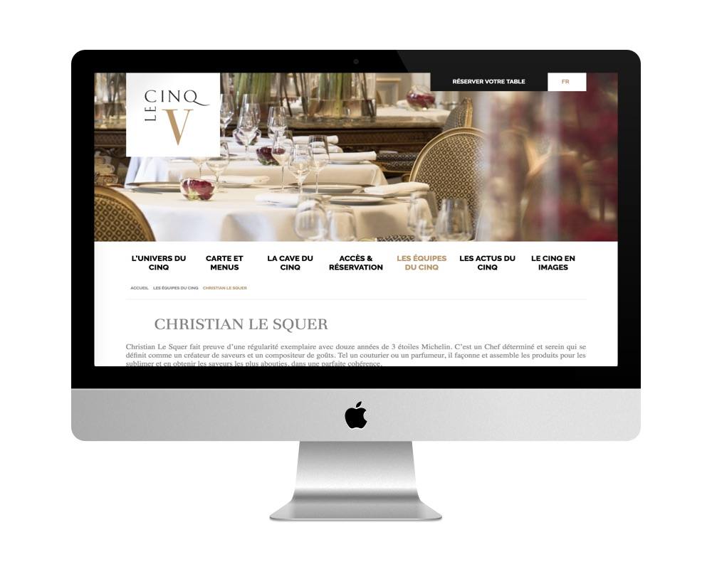 Restaurant Le Cinq - à Paris - fait avec WordPress