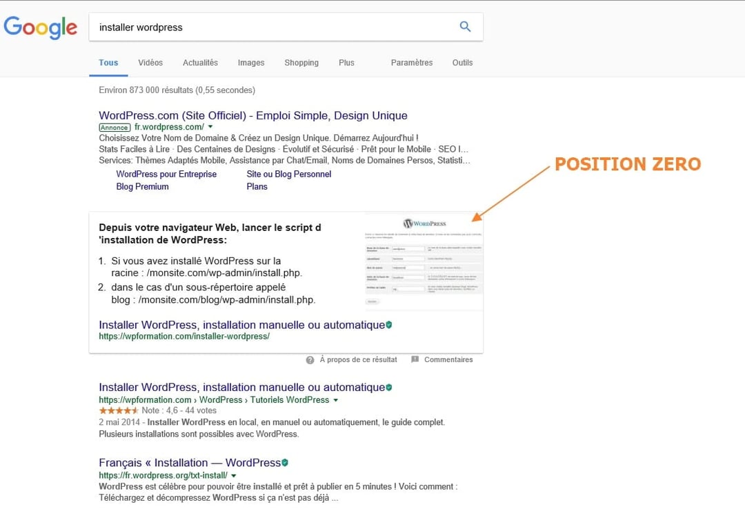 position zero wordpress