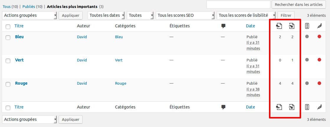 Cornerstone Yoast SEO - Compteur de liens