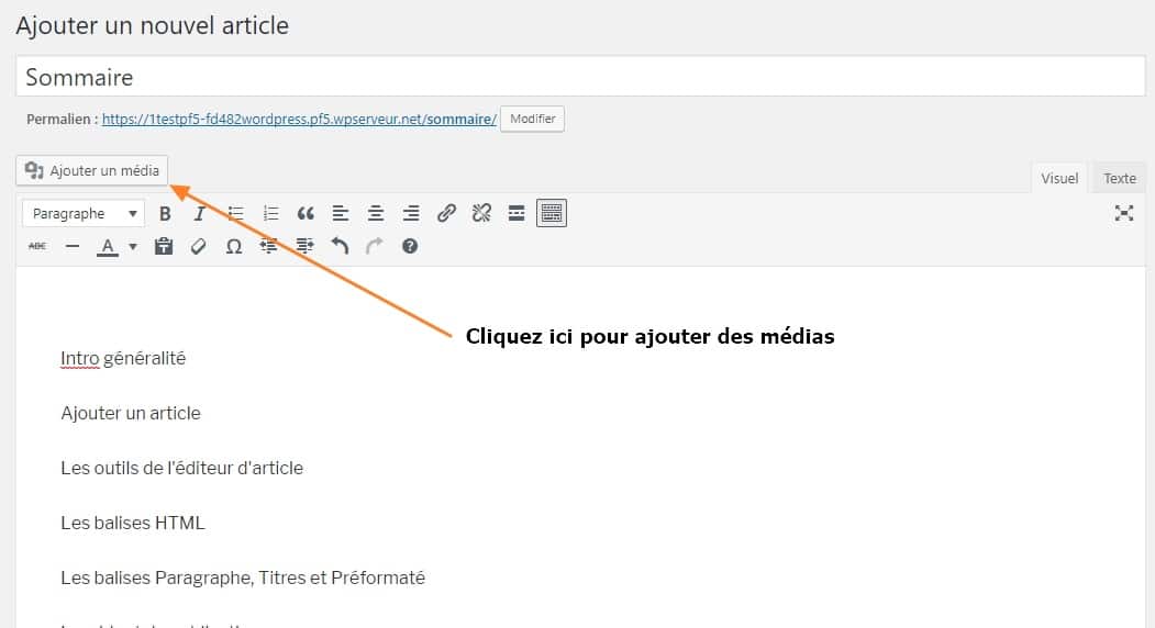 ajouter medias dans article