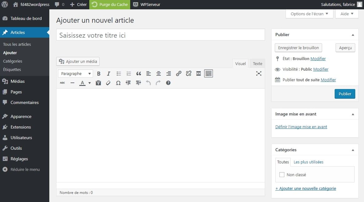ajouter un article WordPress