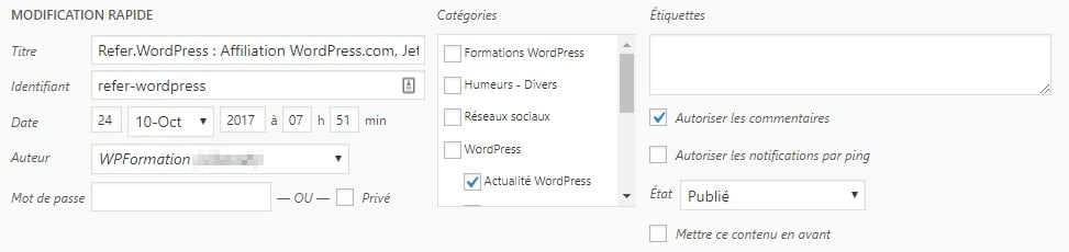 modification rapide article
