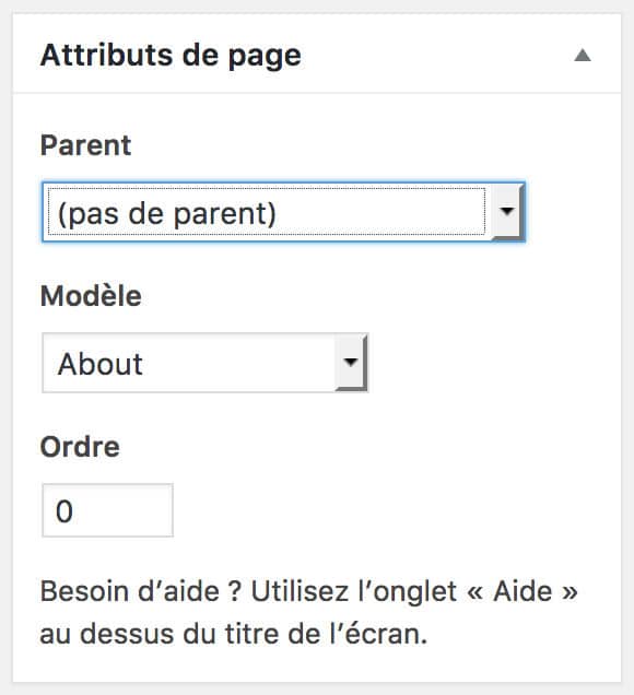 L'encart "Attribut de Page"