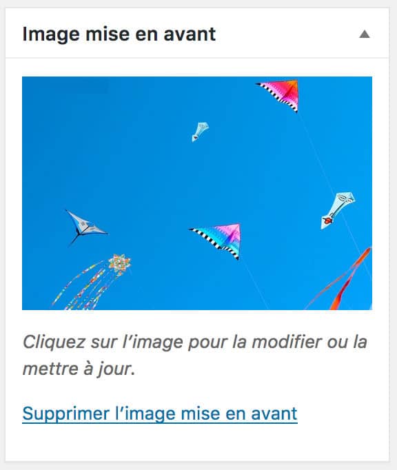 Encart "image à la une" d'une Page WordPress