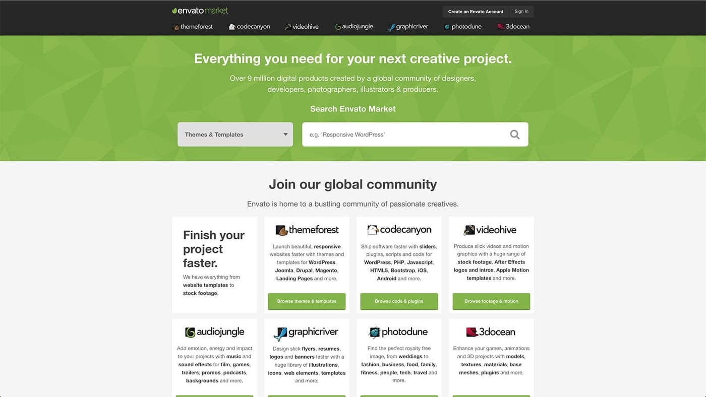 Envato Market - L'autre grande plateforme de contenu en ligne d'Envato