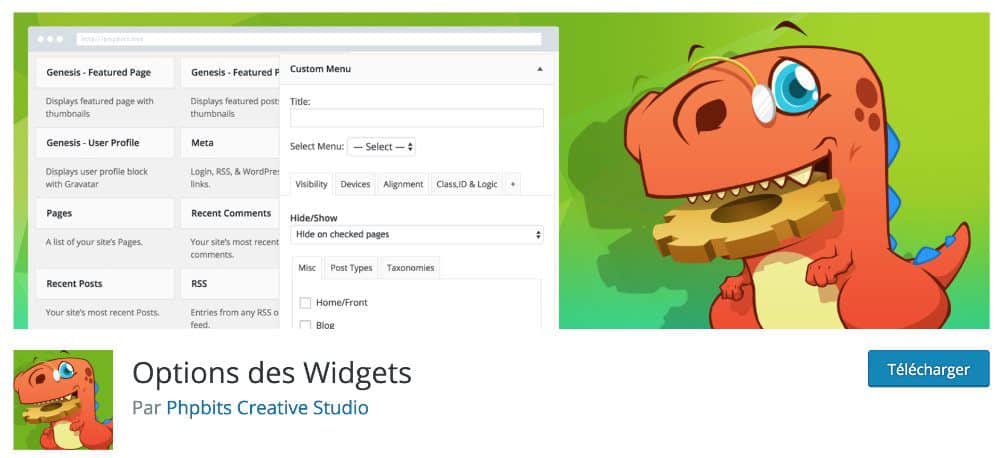 plugin options des widgets